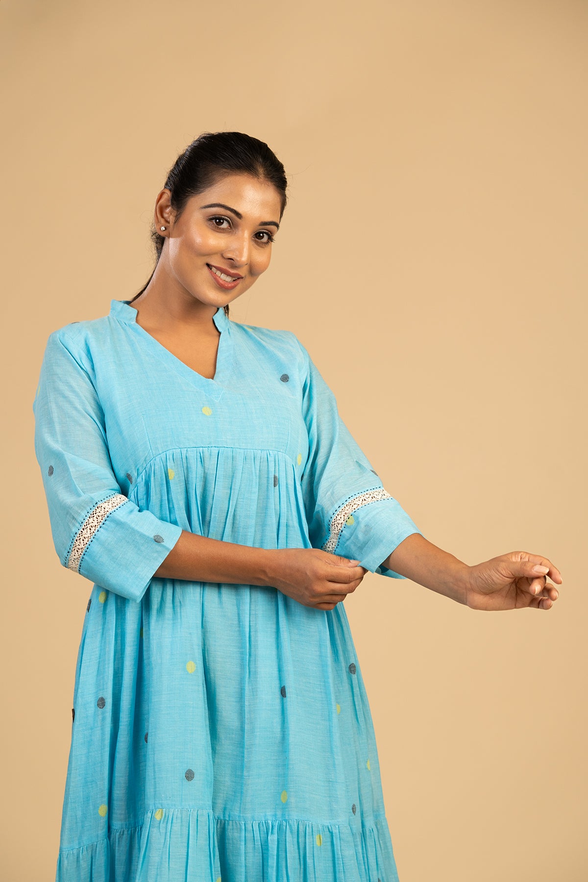 Powder Blue Polka Jamdani