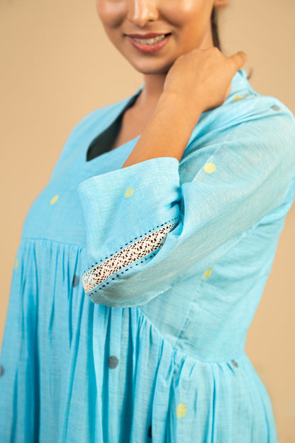 Powder Blue Polka Jamdani