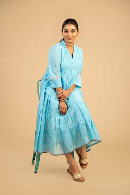 Powder Blue Polka Jamdani