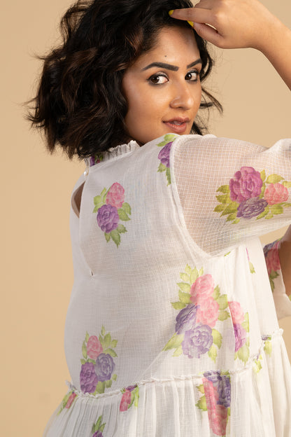 Rose printed kota Doria dress
