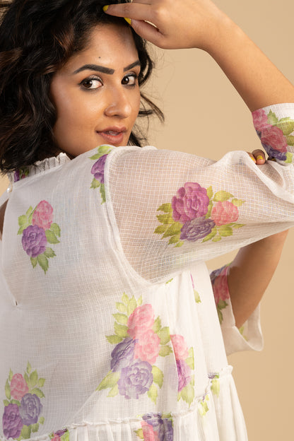 Rose printed kota Doria dress