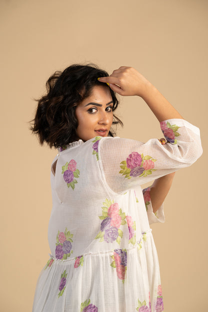 Rose printed kota Doria dress