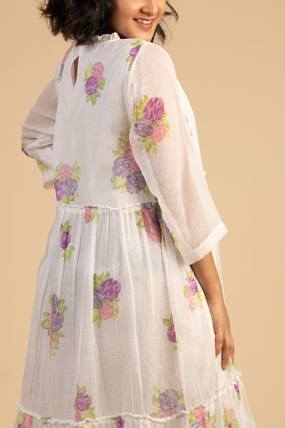 Rose printed kota Doria dress