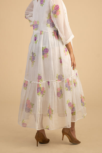 Rose printed kota Doria dress