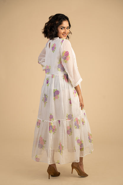 Rose printed kota Doria dress