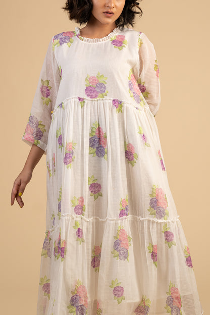 Rose printed kota Doria dress