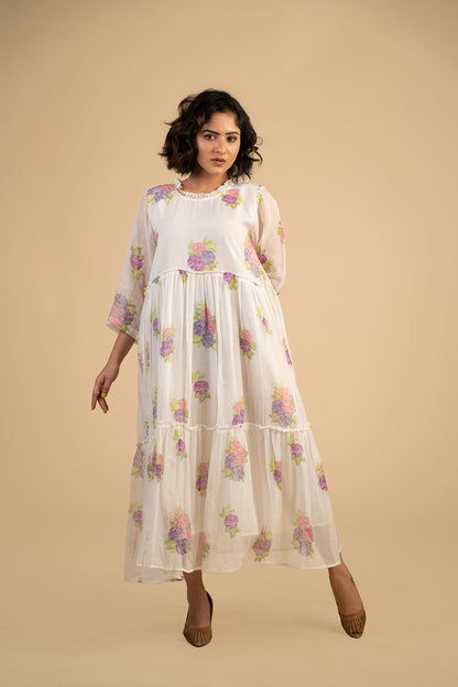 Rose printed kota Doria dress