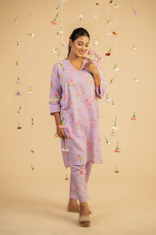 Lavender Bougainville Kurta Set