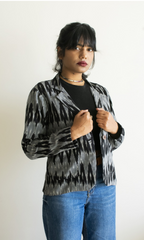 Grey Black Short Ikat Jacket