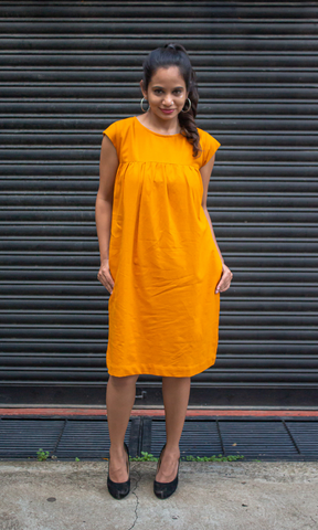 Ahana Mustard Yellow Handwoven Dress