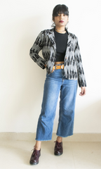 Grey Black Short Ikat Jacket