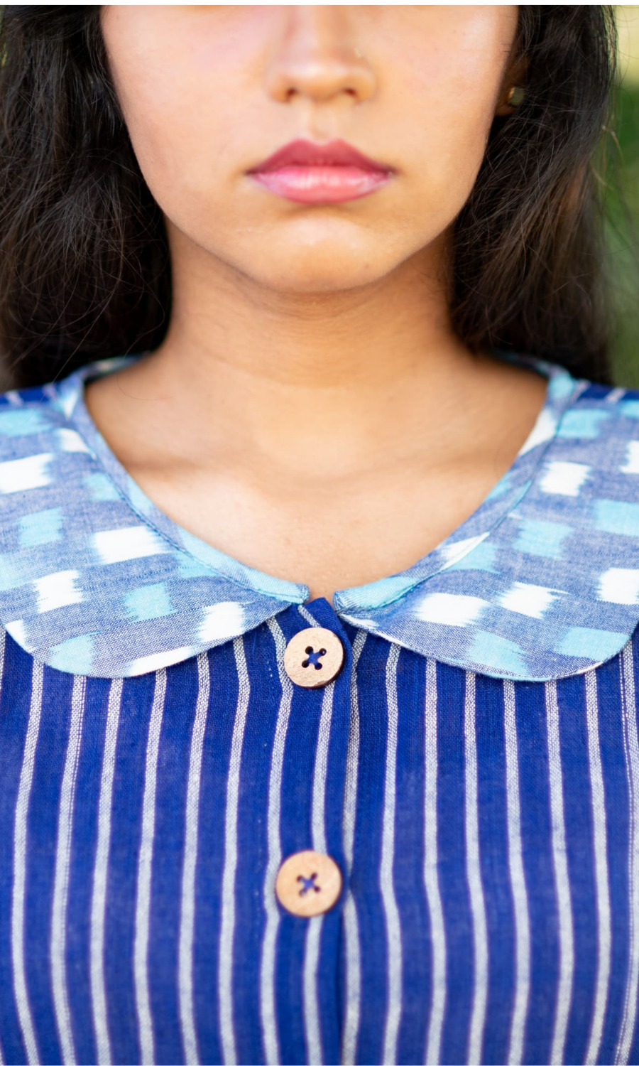 Blue Pinstripe Peter Pan Collar Dress