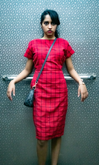 Scarlet Red Black Checks Sheath Dress