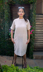 Kotpad Maroon Checks Shift Dress