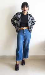 Grey Black Short Ikat Jacket