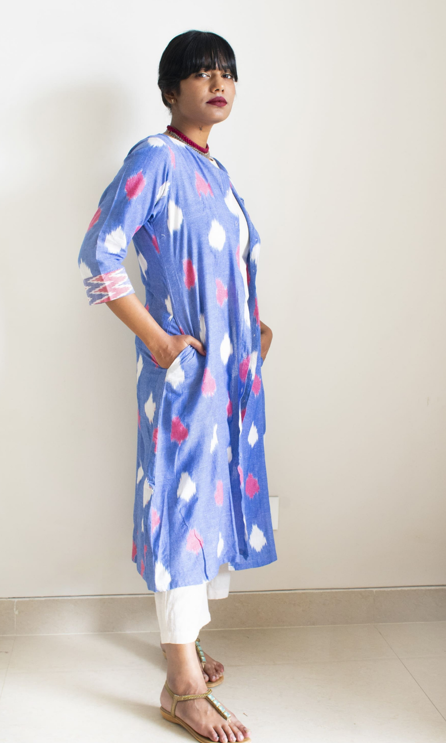 Sky Blue Ikat Shirt dress Overlay