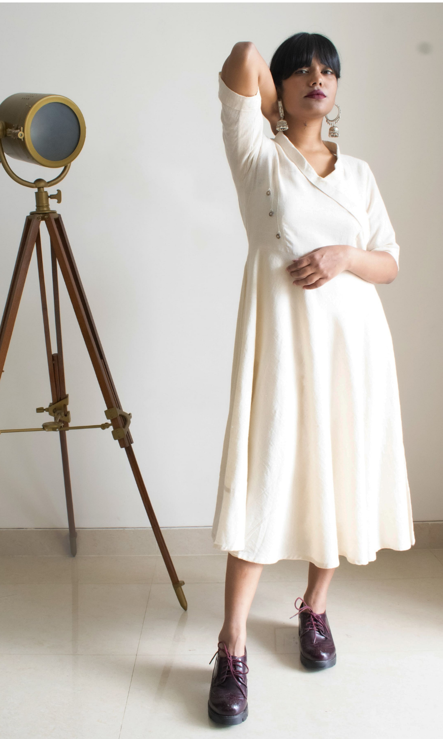 Kotpad Ivory Long Dress with Kantha Work