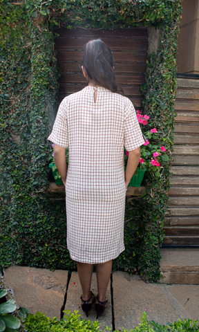 Kotpad Maroon Checks Shift Dress