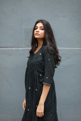 Black Jamdani Tier Dress