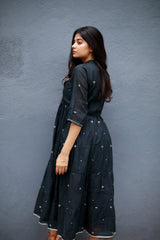 Black Jamdani Tier Dress