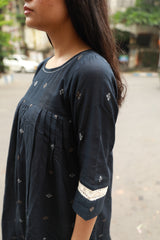 Black Pleated Jamdani Dress