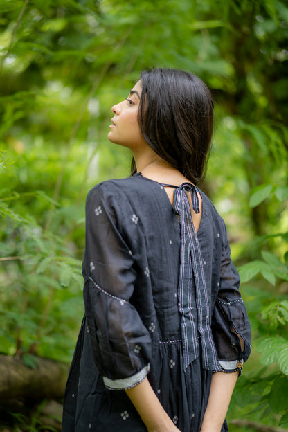 Black Jamdani Tie Back