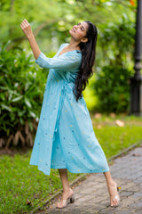 Powder Blue Polka Jamdani