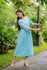 Powder Blue Polka Jamdani