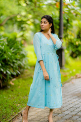 Powder Blue Polka Jamdani