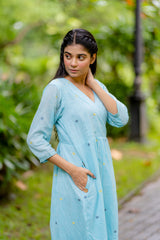 Powder Blue Polka Jamdani