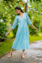 Powder Blue Polka Jamdani