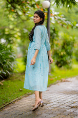 Powder Blue Polka Jamdani