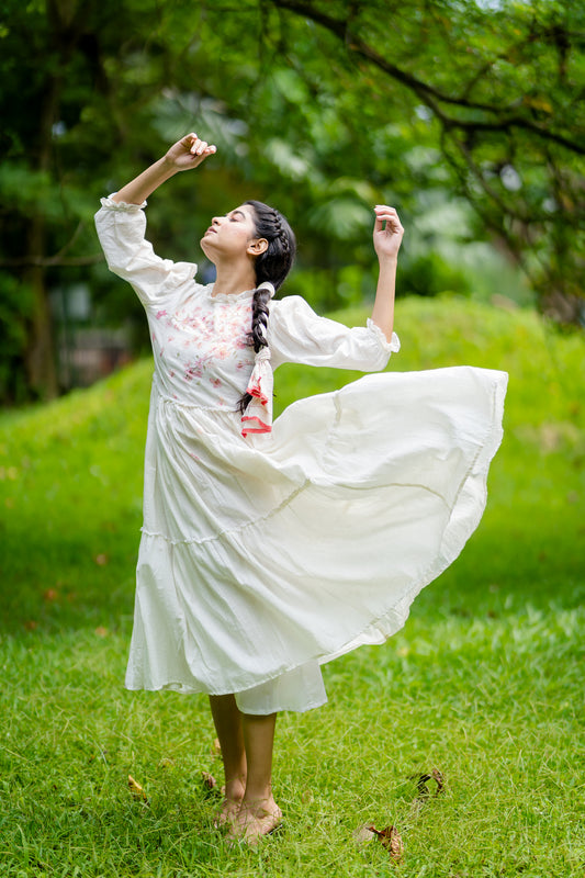 Madeeha Hand Painted Ruffle Dress