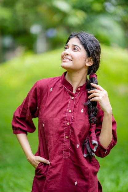 Maroon With Ivory Buta Co-Ord