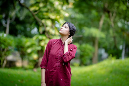 Maroon With Ivory Buta Co-Ord