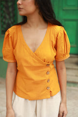 Dark Cannery Yellow Kotpad  Wrap Top