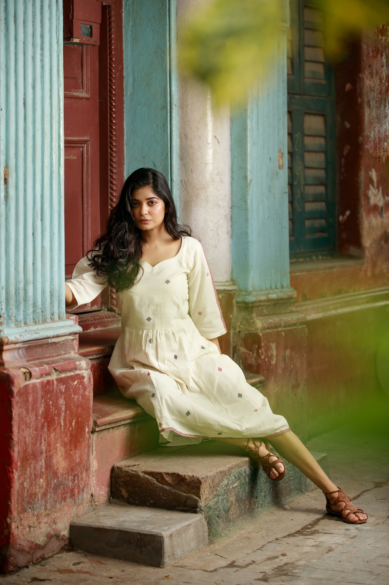 Ivory Jamdani Khadi Dress