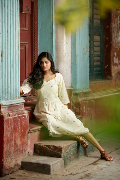 Ivory Jamdani Khadi Dress