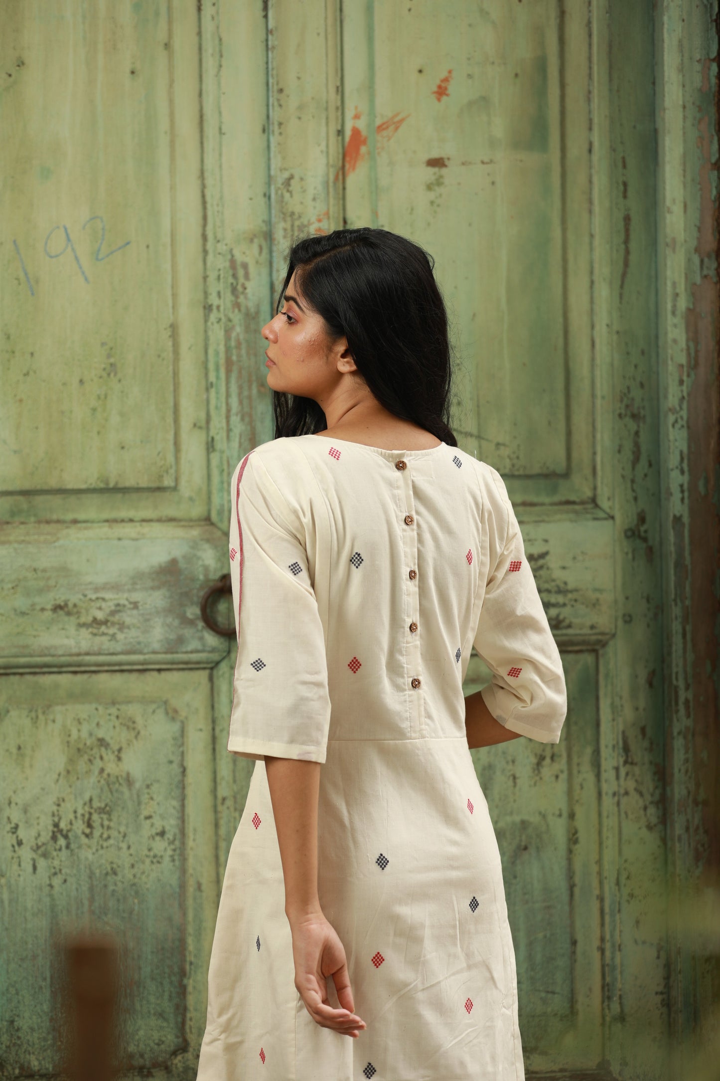 Ivory Jamdani Khadi Dress
