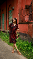 Red and Black checks Kotpad shift dress