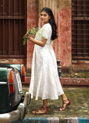 White Jamdani Wrap dress